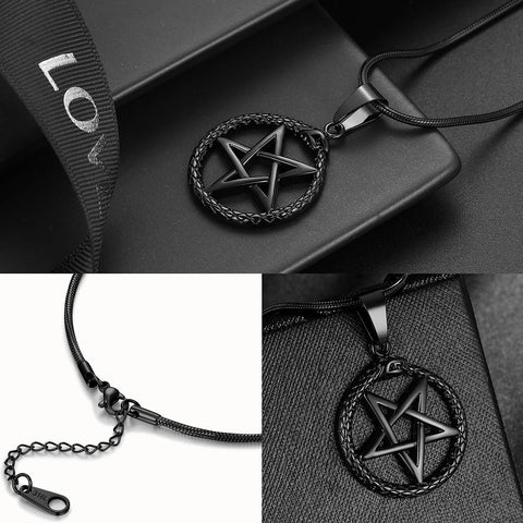 Männer Stern Pentagramm Schlange Halskette Ouroboros Pentagramm Wicca Anhänger Amulett Schutz Schmuck Geschenk