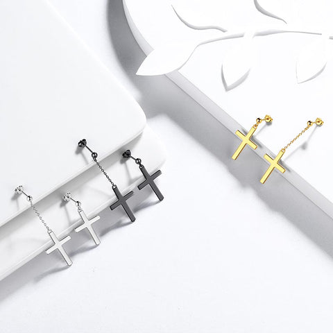 Kreuz-Ohrringe für Herren, 925er Sterlingsilber, baumelnde Ohrstecker, Ohrringe für Damen und Jungen, Hip Hop, christlicher religiöser Schmuck, Ostergeschenke