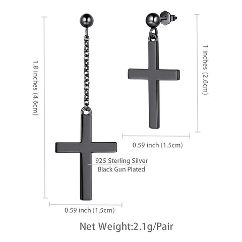 Kreuz-Ohrringe für Herren, 925er Sterlingsilber, baumelnde Ohrstecker, Ohrringe für Damen und Jungen, Hip Hop, christlicher religiöser Schmuck, Ostergeschenke