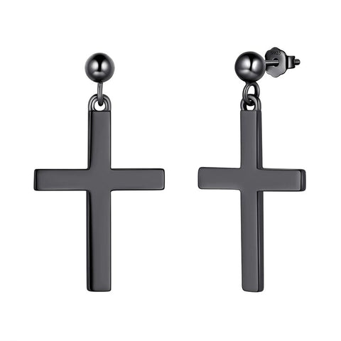 Kreuz-Ohrringe für Herren, 925er Sterlingsilber, baumelnde Ohrstecker, Ohrringe für Damen und Jungen, Hip Hop, christlicher religiöser Schmuck, Ostergeschenke