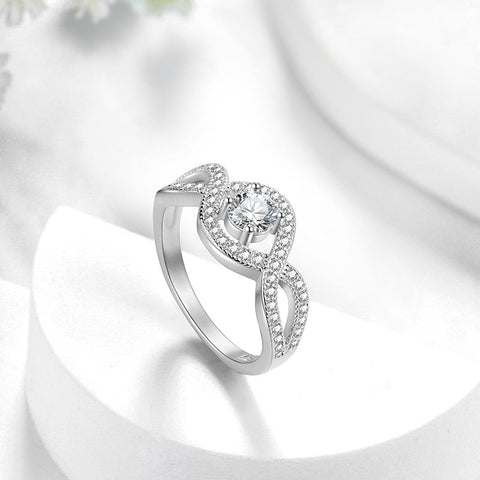 Anello di fidanzamento con moissanite da donna Anello di nozze Gioielli Eternity Infinity Twist Anello di promessa classico