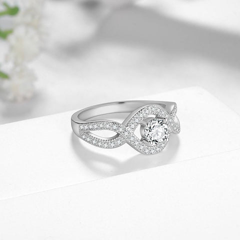 Anello di fidanzamento con moissanite da donna Anello di nozze Gioielli Eternity Infinity Twist Anello di promessa classico