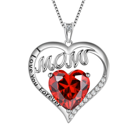 Mom Necklace Heart Birthstone Pendant Women Mother's Day Gifts Birthday Jewelry - Aurora Tears Jewelry