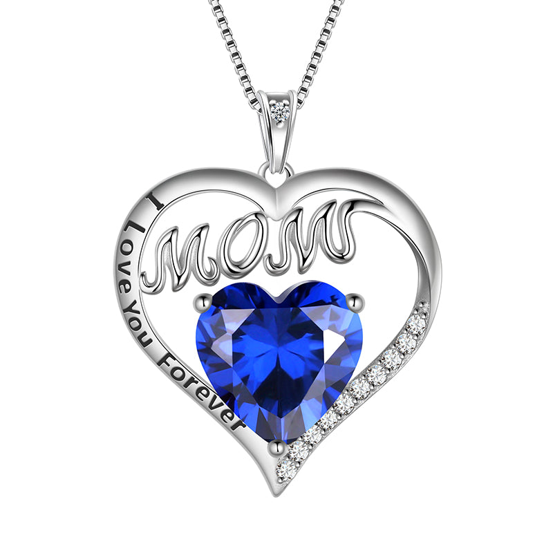 Mom Necklace Heart Birthstone Pendant Women Mother's Day Gifts Birthday Jewelry - Aurora Tears Jewelry