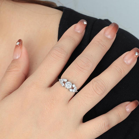 Vintage Moissanite Engagement Rings Women Wedding Jewelry Classic Promise Ring 1.2CT 925 Sterling Silver