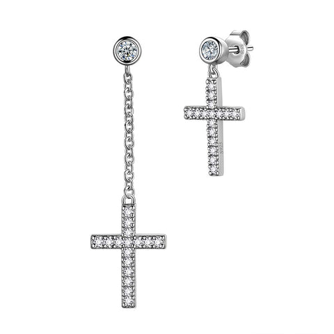 Damen-Ohrringe mit Kreuz, 925er Sterlingsilber, baumelnde Ohrstecker, christlicher religiöser Schmuck, Ostergeschenke für Herren