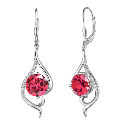 Orecchini pendenti da donna con pietra portafortuna Coda appesa a goccia lunga Gioielli Leverback Regali di compleanno in argento sterling 925