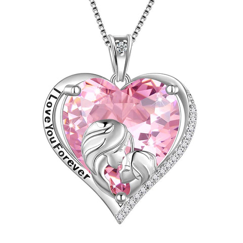 Women Heart Necklace for Mother Daughter 925 Sterling Silver Birthstone Jewelry Gifts