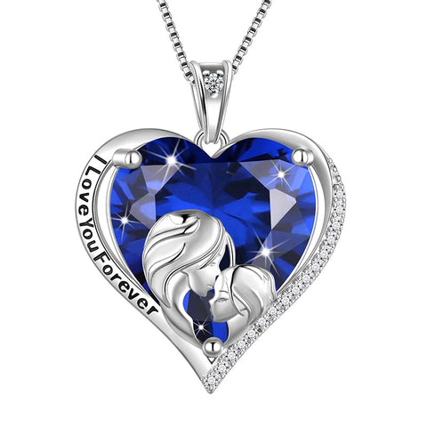 Women Heart Necklace for Mother Daughter 925 Sterling Silver Birthstone Jewelry Gifts