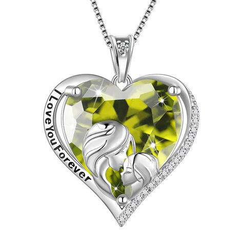 Women Heart Necklace for Mother Daughter 925 Sterling Silver Birthstone Jewelry Gifts