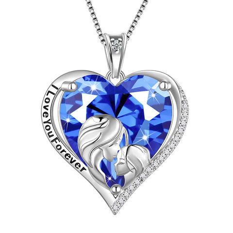 Women Heart Necklace for Mother Daughter 925 Sterling Silver Birthstone Jewelry Gifts