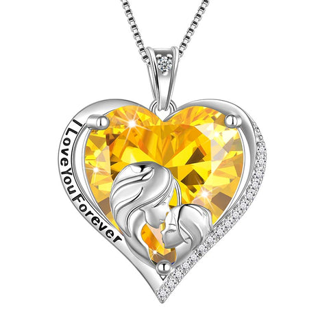 Women Heart Necklace for Mother Daughter 925 Sterling Silver Birthstone Jewelry Gifts