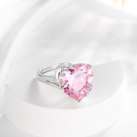 Women Heart Ring 925 Sterling Silver Dolphin Birthstone Solitaire Ring Jewelry Girls Gift