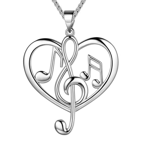 Women Musical Note Necklace Heart Treble Clef Music Note Pendant Jewelry Gifts for Music Lover