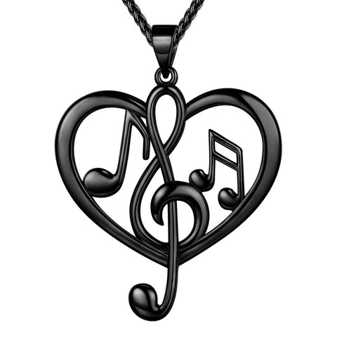 Women Musical Note Necklace Heart Treble Clef Music Note Pendant Jewelry Gifts for Music Lover