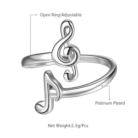 Women Musical Note Rings Treble Clef Music Jewelry Gifts for Girls Music Lover