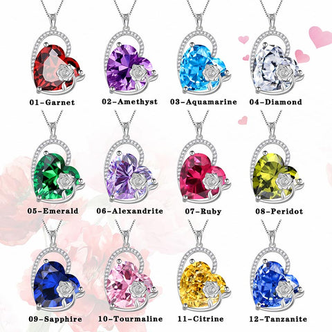 Collana da donna con cuore e pietra portafortuna in argento sterling, ciondolo per ragazze, rosa, regalo di compleanno per San Valentino e Natale