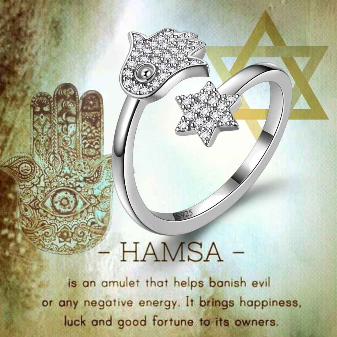 Hamsa Fatima Hand and Star of David Rings Aurora Tears - Rings - Aurora Tears Jewelry