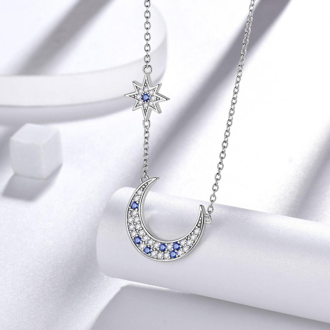 Moon Star Pendant Necklaces 925 Sterling Silver Aurora Tears - Necklaces - Aurora Tears Jewelry