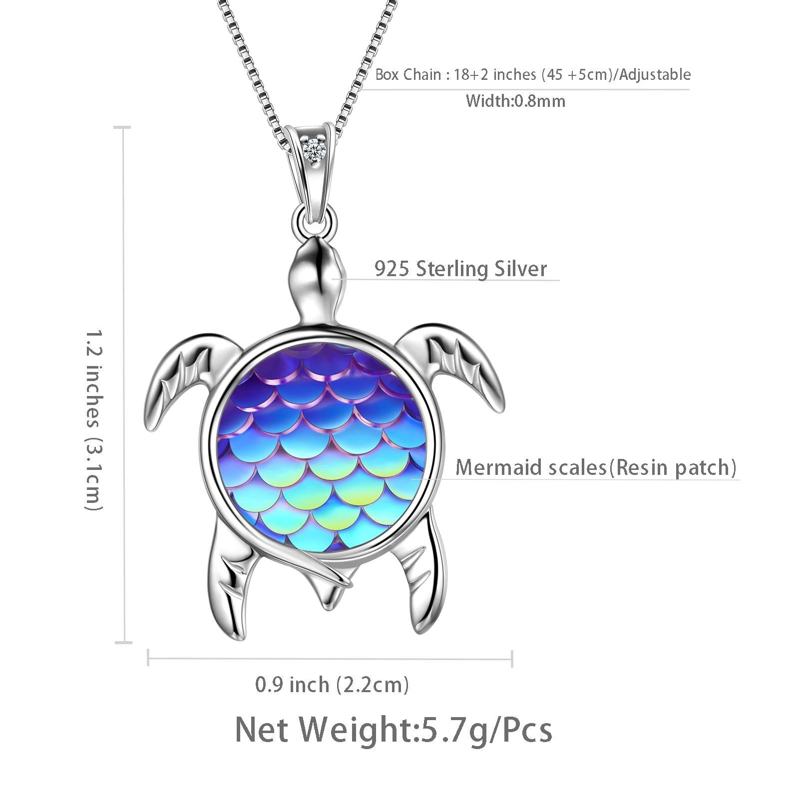 Turtle Pendant Charm Necklace Gradient Colorful Blue - Necklaces - Aurora Tears