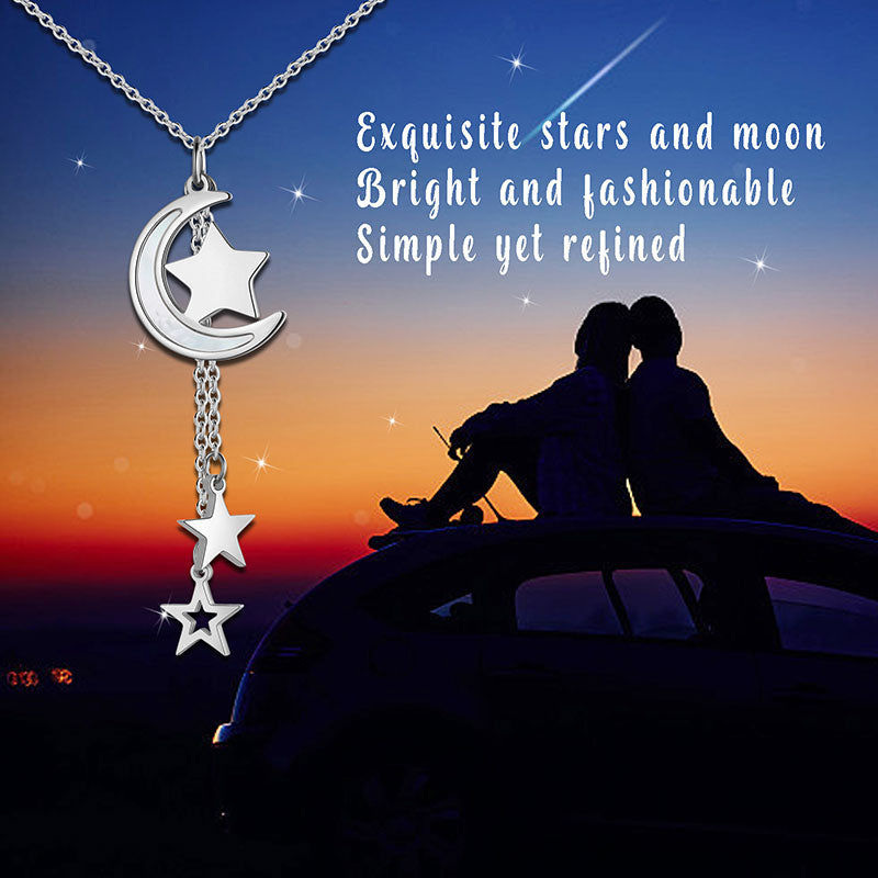 Moon Star Necklace Pendant Stainless Steel - Necklaces - Aurora Tears