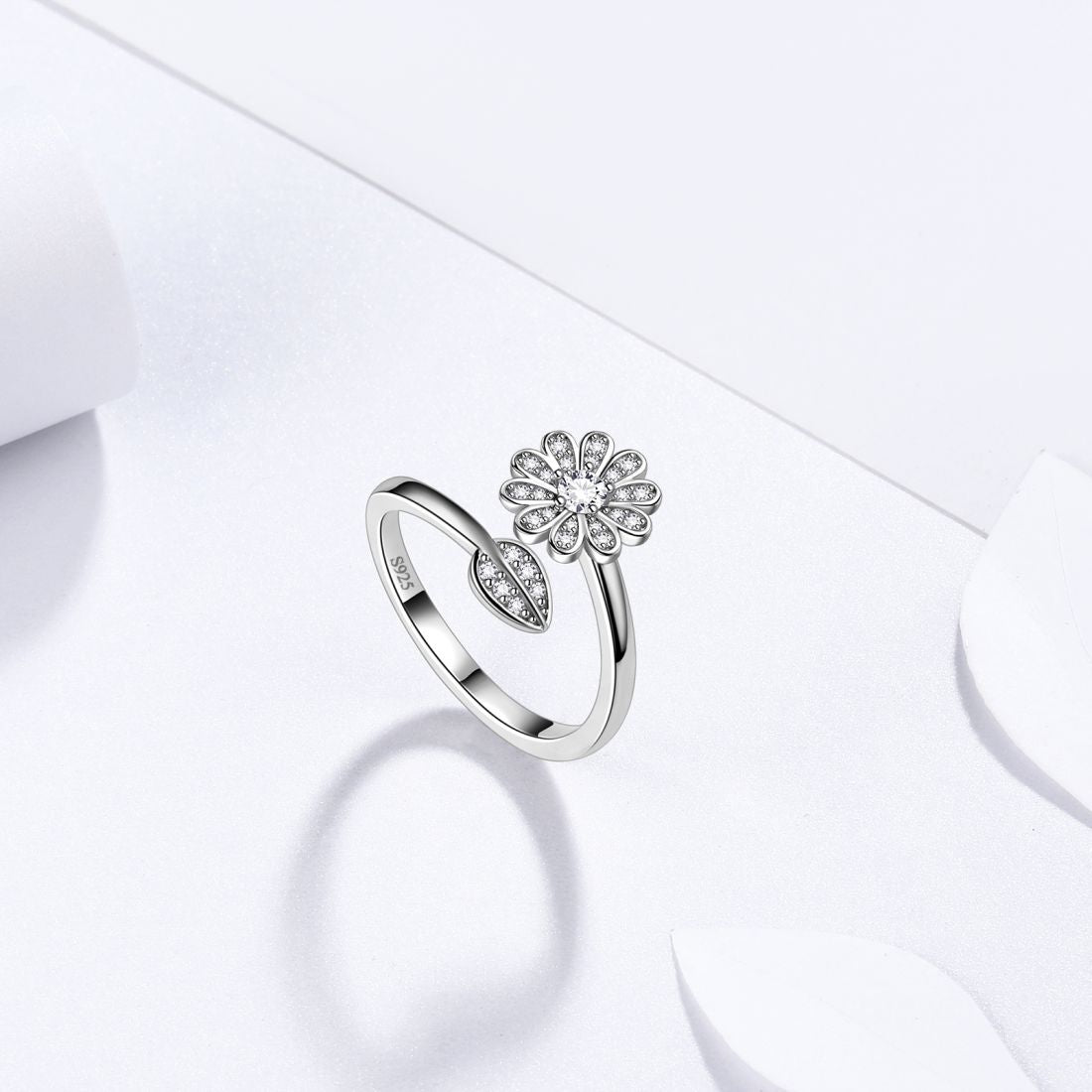 Sunflower Daisy Flower Rings 925 Sterling Silver Aurora Tears - Rings - Aurora Tears Jewelry