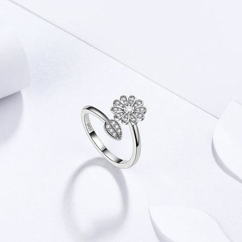 Sunflower Daisy Flower Rings 925 Sterling Silver Aurora Tears - Rings - Aurora Tears Jewelry