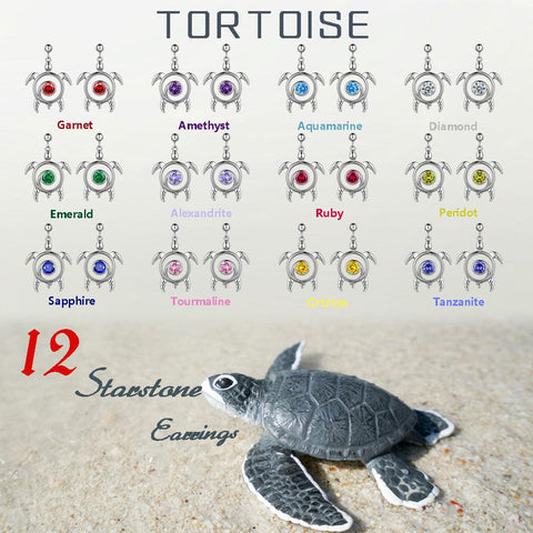 Turtle Birthstone January Garnet Earrings Sterling Silver - Earrings - Aurora Tears