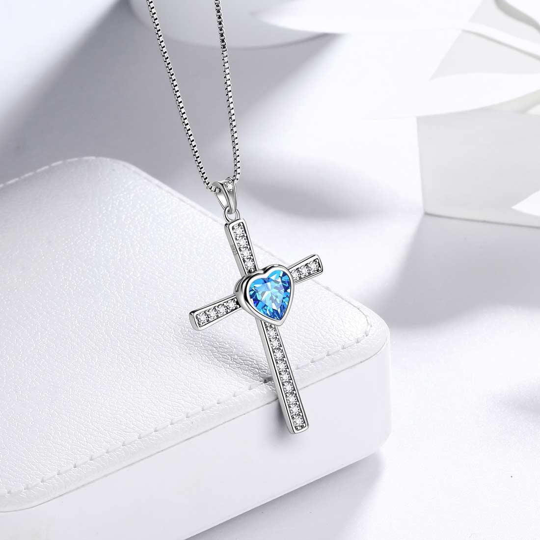 Personalized Birthstone and Name Layered Cross Necklace in 14kt Gold |  Ross-Simons