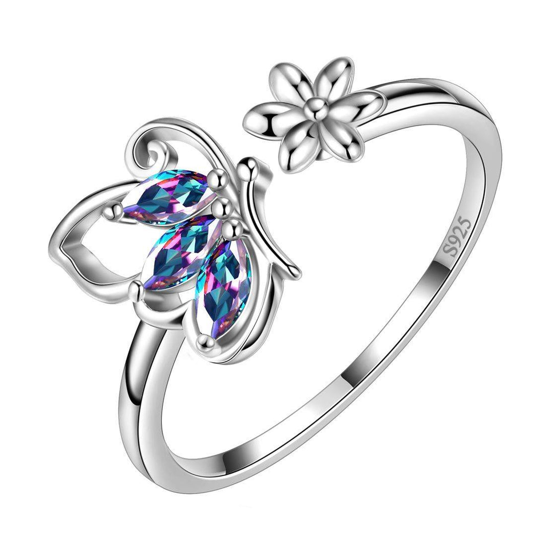 Unique Vivid Double Layer Frosted Butterfly Animal Silver store Girl's Open Ring, Butterfly Ring, Gift for her, Double layer ring, Unique ring,