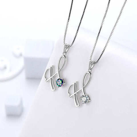 Women Letter H Initial Necklaces Sterling Silver Aurora Tears Jewelry