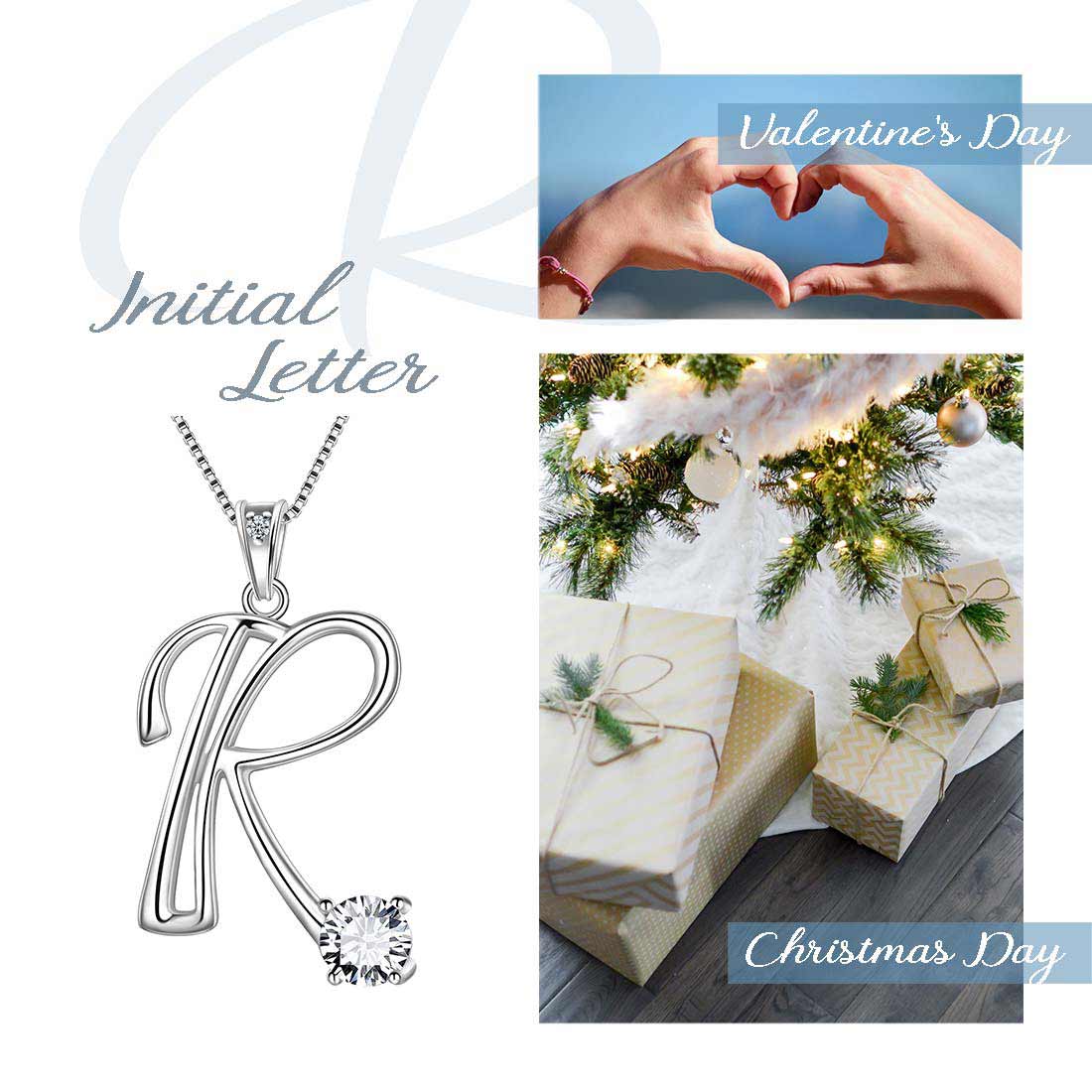 Women Letter R Initial Necklaces Sterling Silver - Necklaces - Aurora Tears Jewelry